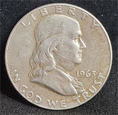 1963 Ben Franklin-Silver Half-Dollar