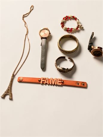 Ladies Watch/Jewelry BCBGeneration Orange Leather Snap Cuff Bracelet & More