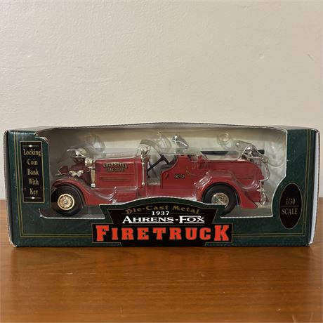 ERTL 1937 Ahrens-Fox Fire Truck Bank 1/30 Die-Cast Replica