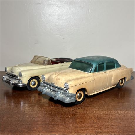 Two 1950's Promo Giveaway Plastic Car Coin Banks