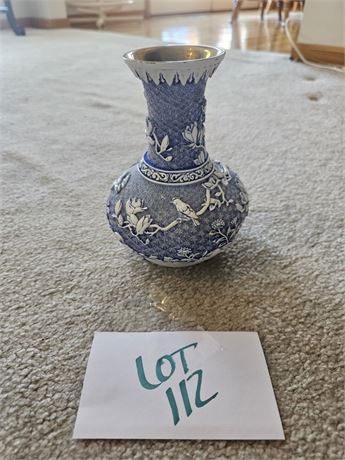 Chinese Blue & White Carving Vase With Detailed Relief