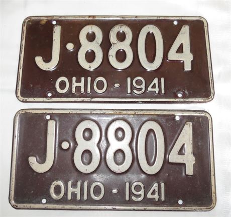 Ohio 1941 License Plates