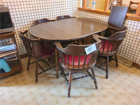 Heavy Wood Kitchen Table & Chairs with Leaves