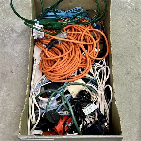 Large Box Full of Extension Cords and Timers