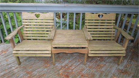 Outdoor 2 Seat Bench with Built In Table