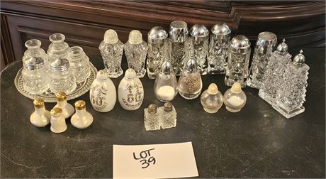 Mixed Salt & Pepper Shakers- Bohemian, Pressed Glass, Clear Cut & More