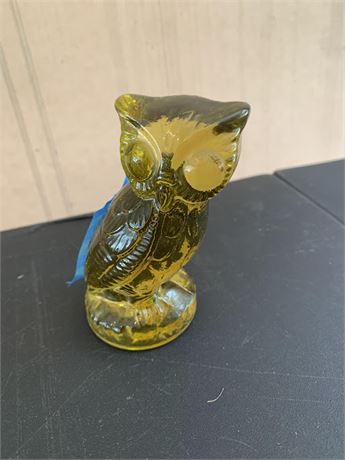 Vintage Mosser Golden Amber Glass Owl Statuary Figurine Paperweight