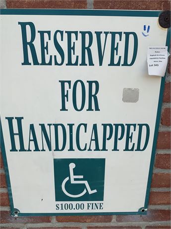 Reserved for Handicapped Metal Parking Sign