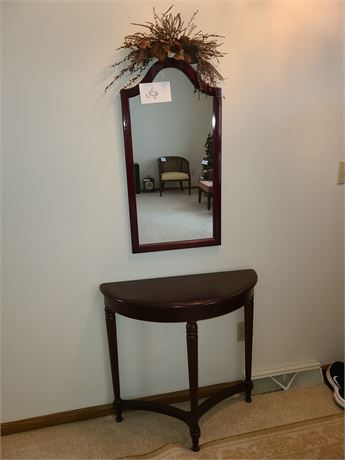 Bombay Wood Half Round Table & Matching Hall Mirror