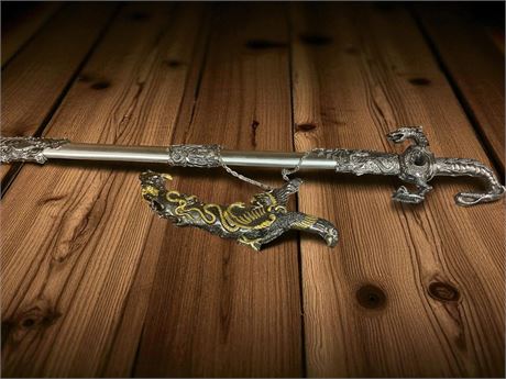 Ornamental Dragon Sword & Matching Small Sword or Dagger