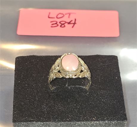 Sterling 925 Pink Coral Ring Sz 10