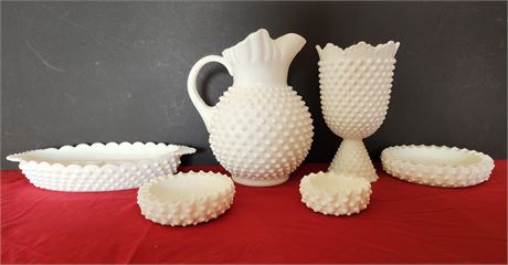 Assorted Fenton Hobnail Milk glass