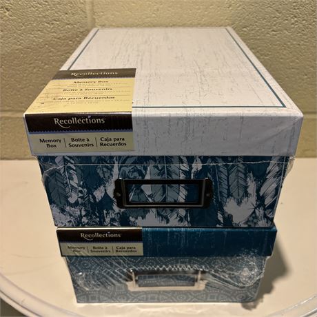 Pair of New Memory Storage Boxes (Blue & White)