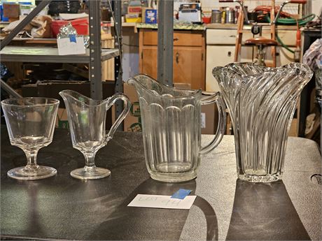 Clear Glass Mikasa Vase / Glass Water Pitcher & More