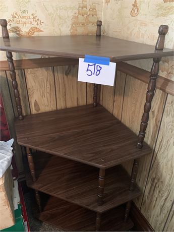 Dark Wood Corner Shelf With 4 Shelves 24" x 24" x 48" H