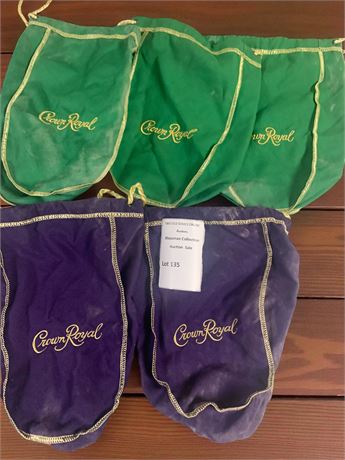 Crown Royal Bags in Green & Purple - Lot of 5