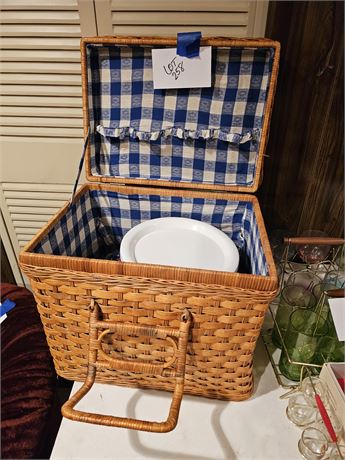 Large Wicker Picnic Basket with Picnic Supplies