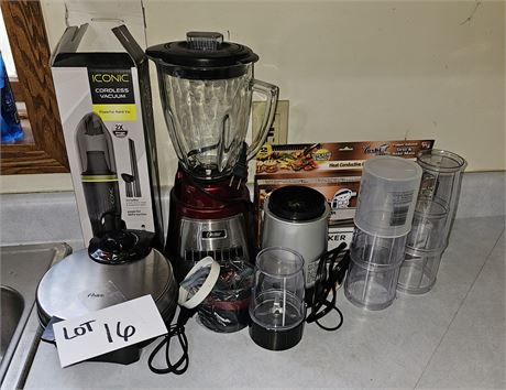Small Appliance Lot- Oster, Cordless Vac, Bullet & More