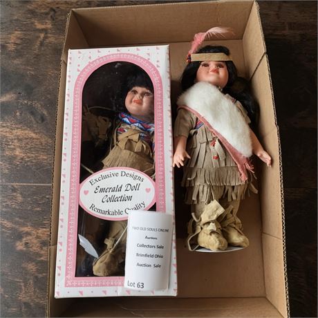 Porcelain Native American-Themed Dolls From 1999 Emerald Doll Collection