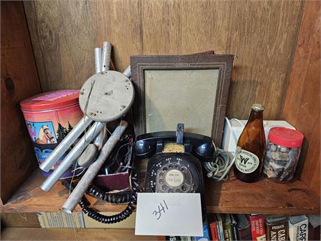 Misc Lot : Rotary Phone / Chimes / Frames & More