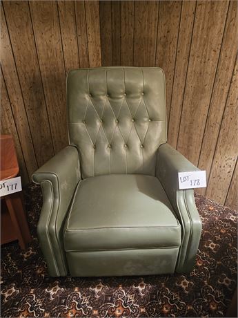 Vintage Green Vinyl-Leather Rocker Recliner