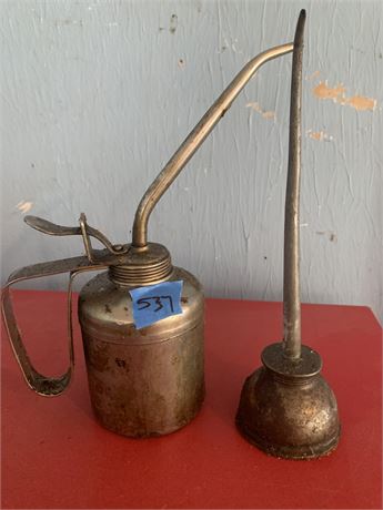 Vintage Metal Oil Can Dispenser Thumb Pump Squeeze Handle