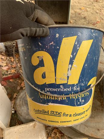 Vintage All Detergent 3 Gallon Galvanized Advertising Pale