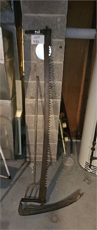 Antique Two Man Saw, Pitchfork & More