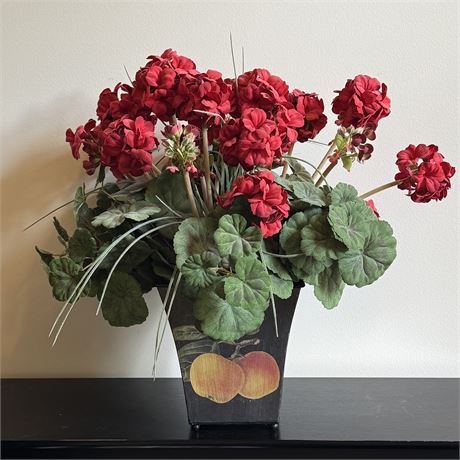 Faux Geranium Potted Plant - Approx. 21"H