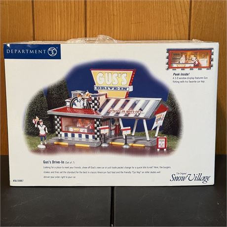 New - Dept. 56 Snow Village "Gus's Drive-In" 2000