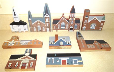 The Cat's Meow Wood Block Village Buildings