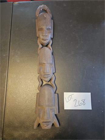 Liberian Wood Carved African Family Unity Mask