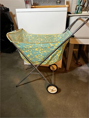 Vintage Laundry Cart with Wheels