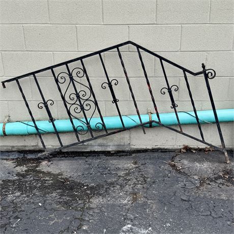 Old Wrought Iron Transitional Stair Railing Handrail