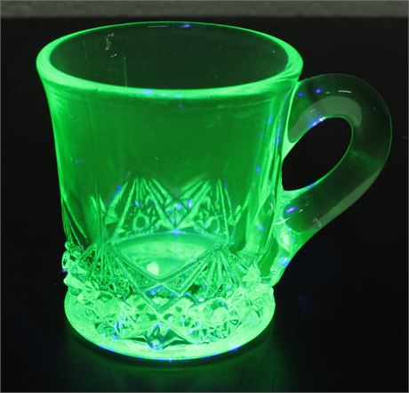 Duncan & Miller Small Uranium Glass Souvenir Mug