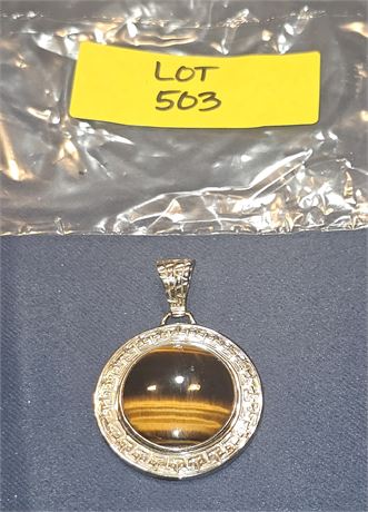 Sterling 2" Tiger Eye Pendant 0.54 ozt