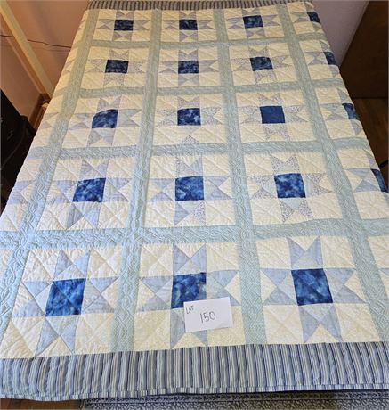 Full Size Blue Tones Handmade Quilt