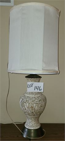 Asian Inspired Table Lamp with Metal Base