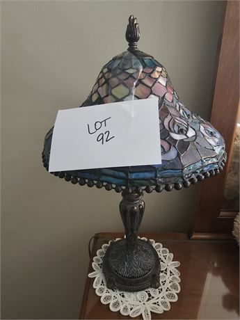 Peacock Feather Stain Glass Table Lamp