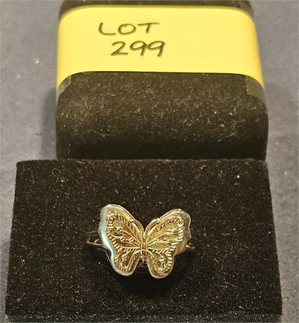 Sterling 925 / 10k Butterfly Ring Sz 10