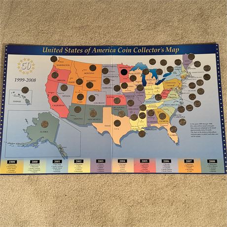 1999-2008 U.S. Quarters Collector's Map w/ Quarters!