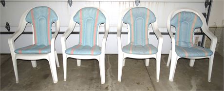 4 Plastic Chairs, Cushions