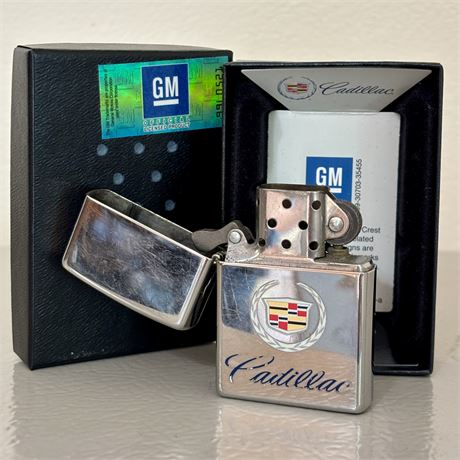 Cadillac Wreath & Crest Genuine Zippo Lighter w/ Box