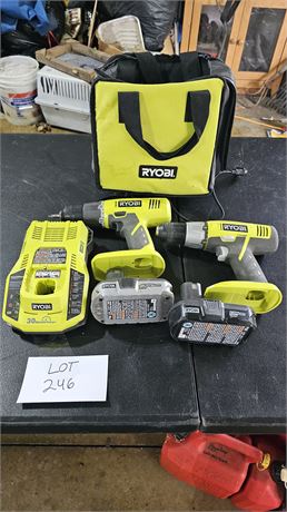 Ryobi Cordless Drills, Charger, Batteries