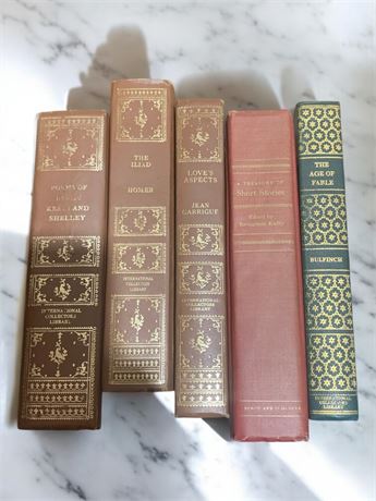 Hardcover Book Lot: Poems by Keats, Byron, The Iliad, Homer, The Age of Fable