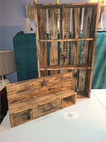 Pallet Wall Book/Storage Shelf & Matching Shelf with Drawer