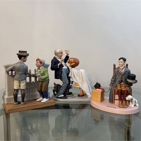 The 12 Norman Rockwell Porcelain Figurines Series, LOT OF 3