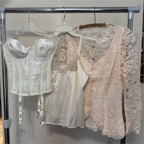 Women's Vintage Victoria's Secret Bustier, Vanity Fair Cami & Cachet Lace Top