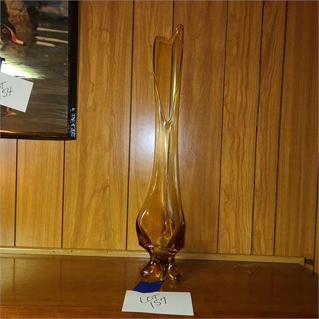 Amber Art Glass Stretch Vase