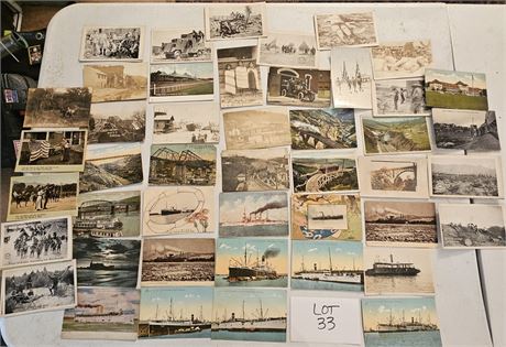 Mixed Early 1900's Post Cards. WW1, Ships, Trains & More